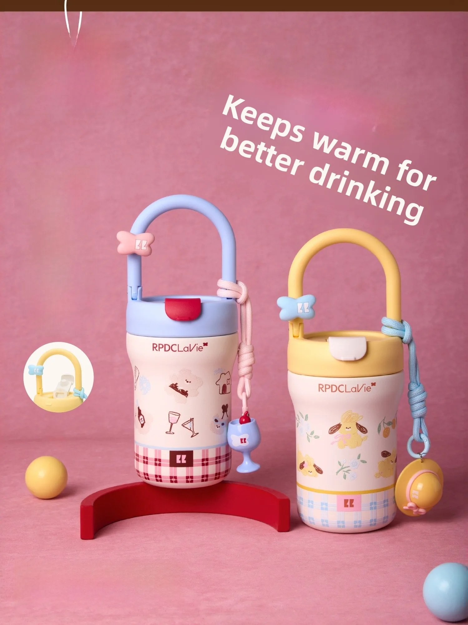 Vaso Térmico Portátil RPLaVie Gulu con Cafeína, para la Escuela, de Alta Estética, Botella de Agua de Acero Inoxidable