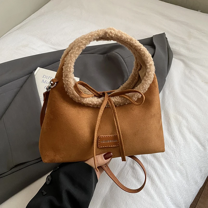 

Vintage Brown Suede Soft PU Leather Women Shoulder Bags Large Capacity Crossbody Bag Fashion Bucket Tote Female Handbags Clutch