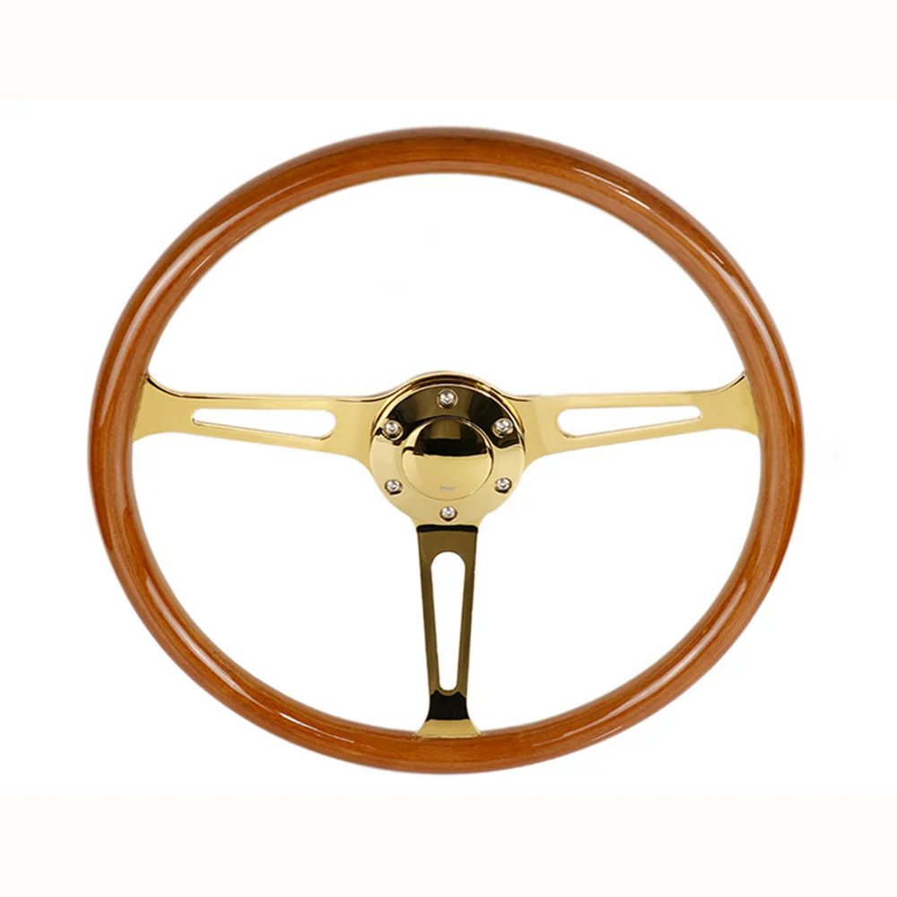 15 Inch Universal Solid Wood Retro Racing Modification Steering Wheel Sports Automobile Steering Wheel Car Accessories