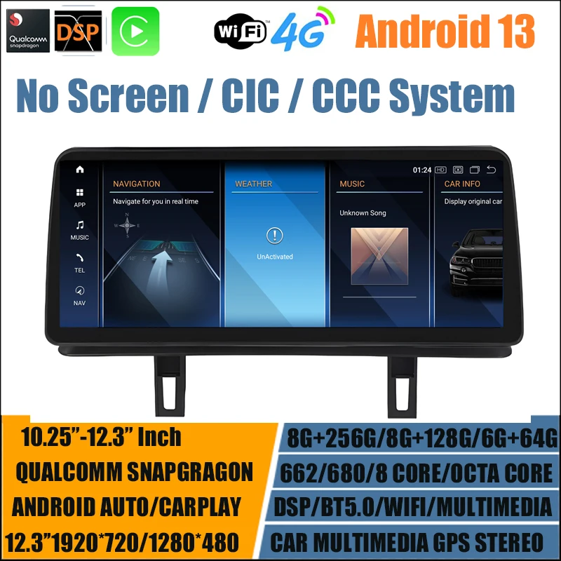 

8 Core 12.3''Car Navigation Stereo GPS Carplay Radio player Android 13 For BMW 1 Series E87/E81/E88 CIC System Sat Navi WIFI
