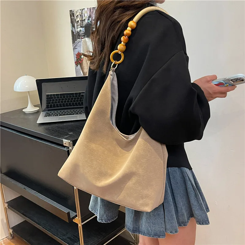 

Новинка 2025, универсальная большая сумка в стиле ретро, простая текстурированная холщовая сумка для подмышек, женская модная сумка на плечо большой вместимости