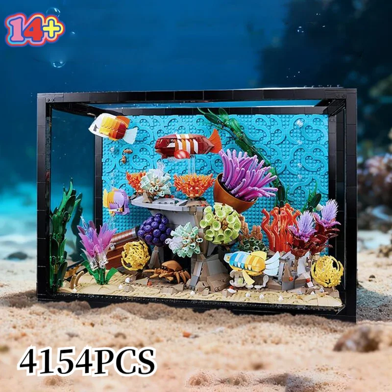 Image of 2026 Neu 4154 Teile Tropisches Aquarium Fischbecken Baustein-Modell Ozean-Tierfiguren Montage-Spielzeug Geschenke