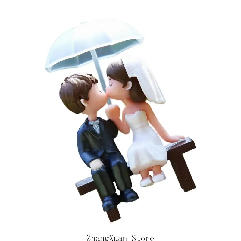 Regenschirm Paar Modell Statue PVC Figur für Schreibtisch Dekoration Kuchen für Hochzeit und Verlobung Party 3XUF – Detail 10