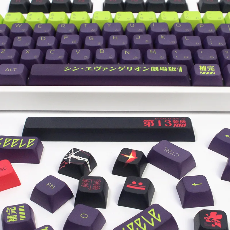 Imagem -03 - Keycaps Pbt Keycaps pc Gamer Acessórios Teclado Mecânico Anime Personalizado Sublimação Grupo 135 Chave Evangelion13