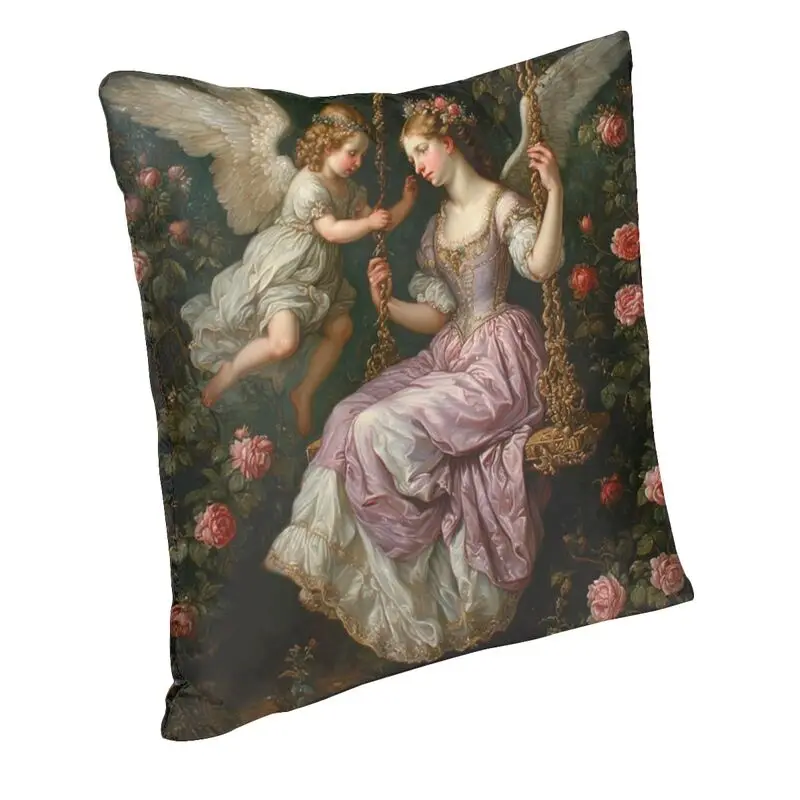 Victorian Angel And Flowers Cushion Cover Sofa Decoration Square Throw Pillow Cover 40x40cm