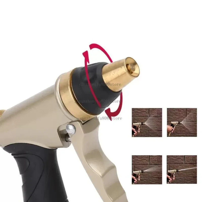 High Pressure Cleaning Water Spray Gun, Copper Nozzle G1/2 Thread, 6M Flexible Recoil Hose for Car Wash & Household Cleaning Use