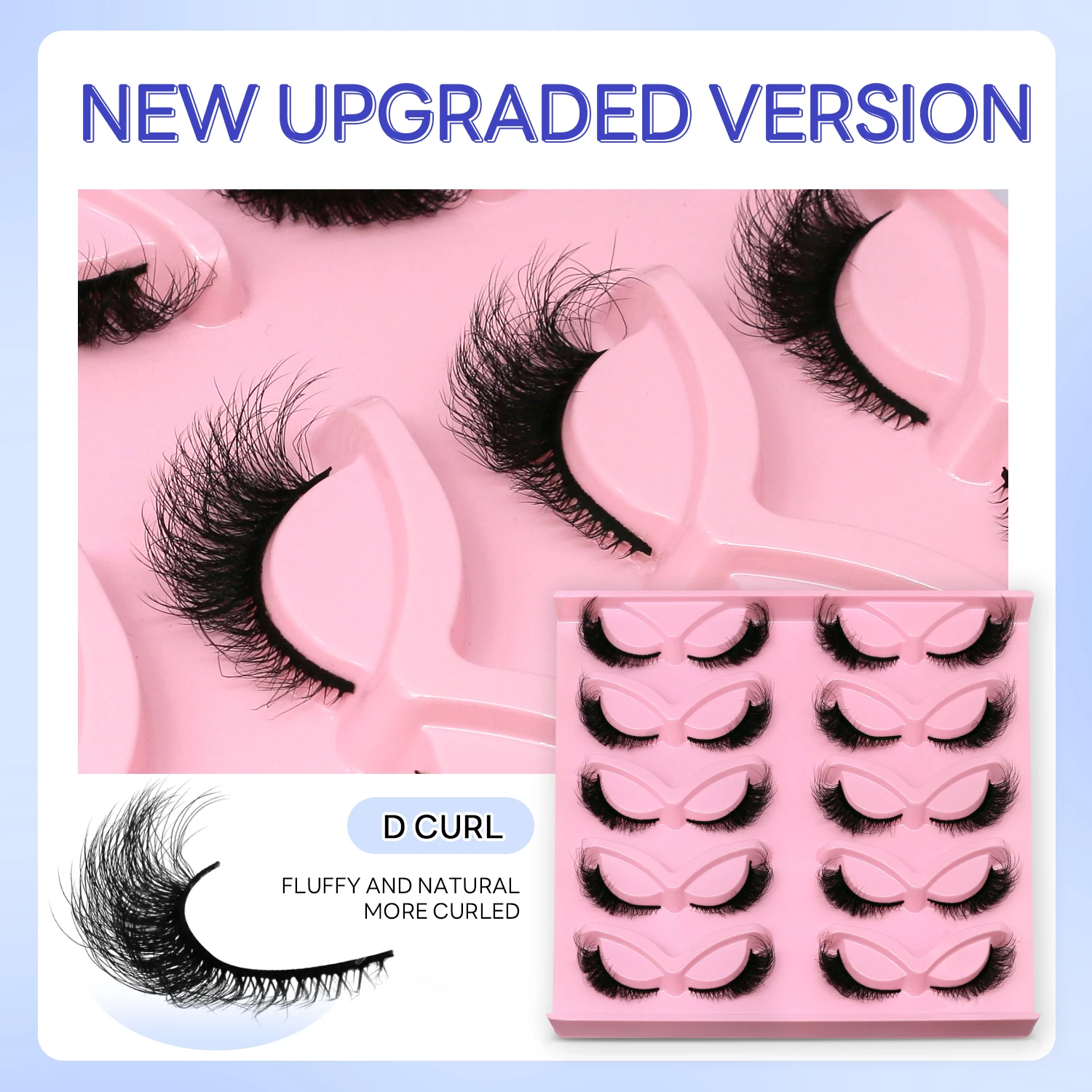 GROINNEYA رقيق القط جلدة ثلاثية الأبعاد فو المنك جلدة لينة كاملة رموش سميكة Wispy الرموش الصناعية مجعد جلدة رموش بالجملة