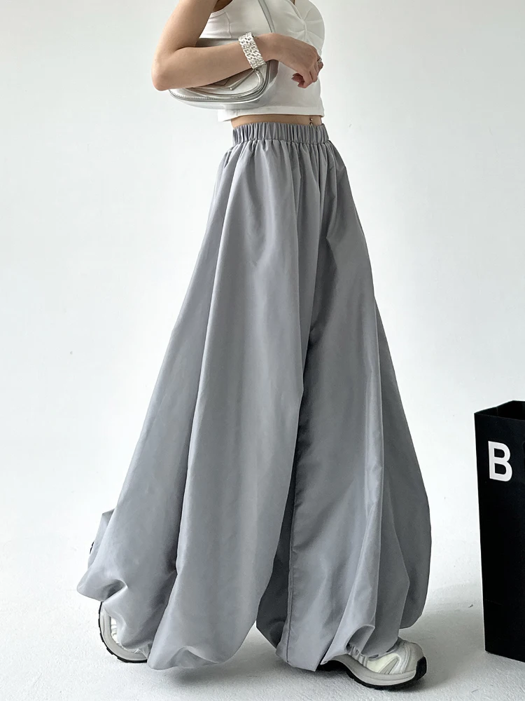 ay Skort Dames Zomer Hoge Taille Los Slanke A-lijn Casual Luie Lantaarn Wijde Pijpen Lange Broek Nylon Stof Relax Sle