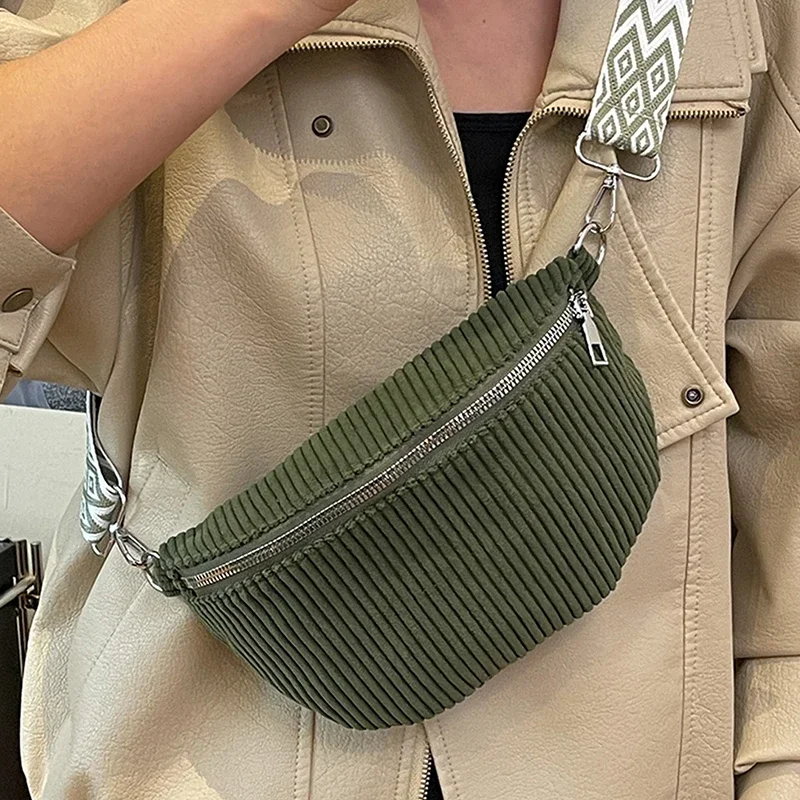 

Вельветовые женские сумки, осенне-зимние новые корейские стильные однотонные повседневные нагрудные сумки на молнии, модная универсальная поясная сумка для поездок на работу