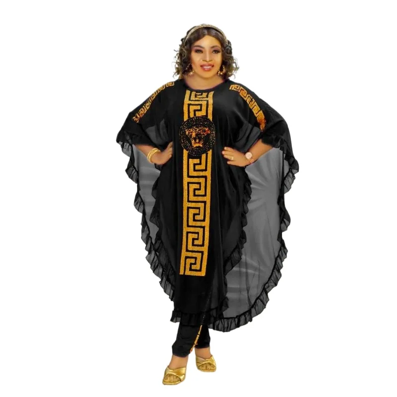 

Customized African Party Dresses for Women Elegant Lace Africa Clothing New Muslim Fashion Abayas Dashiki Robe Kaftan Long Maxi