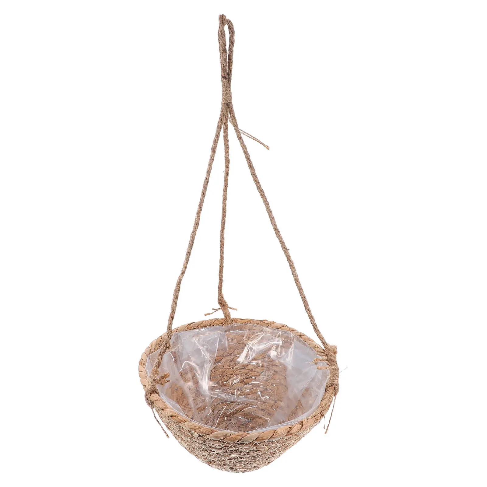 Natural Grass Woven Hanging Basket Cone Shaped Outdoor Hanging Planter for Plants Balcony Vertical Garden Decor Flower Succulent