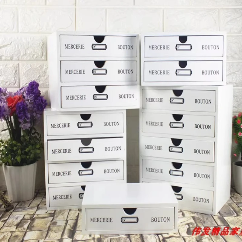 Wooden Multi-layer Drawer Storage Organizer Household Desktop Cosmetics Makeup Stackable Storage Box Cabinet Office Table Boxes