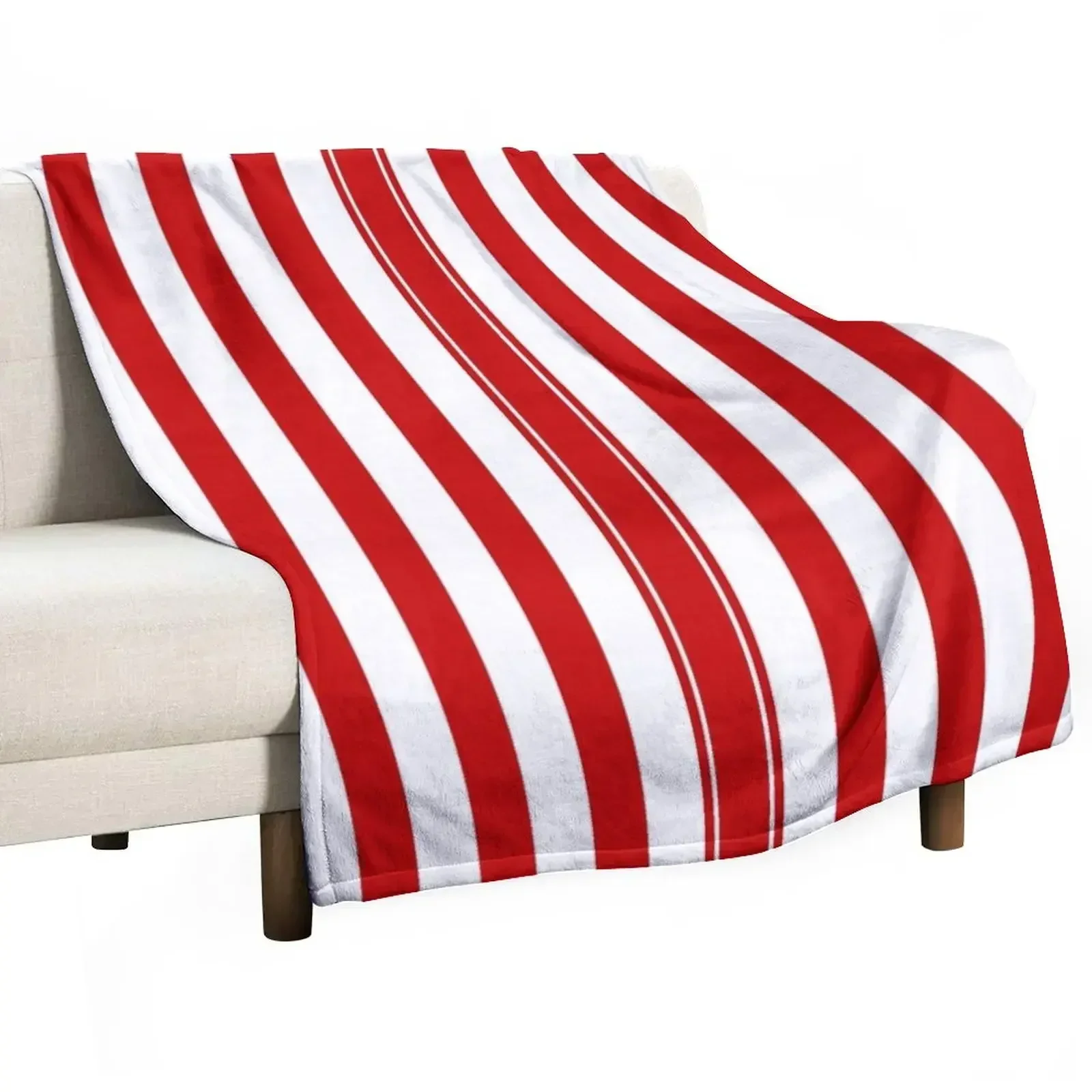 

Red and White Stripes Throw Blanket Plaid Flannel Fabric Blankets