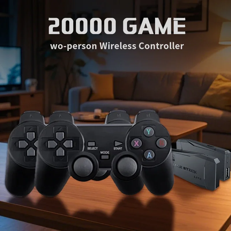 M8 TV Game Console 2.4G Wireless Controller Built-in 20000+64GB Double Joystick 4K HD Retro Suitable for PC, Android, TV USB