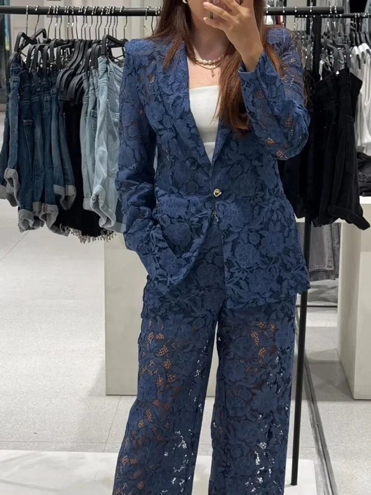 HH, chaqueta de traje de encaje con un botón y bolsillo con solapa de manga larga a la moda para mujer + pantalones cortos ajustados de cintura alta con cremallera, conjunto de 2 piezas