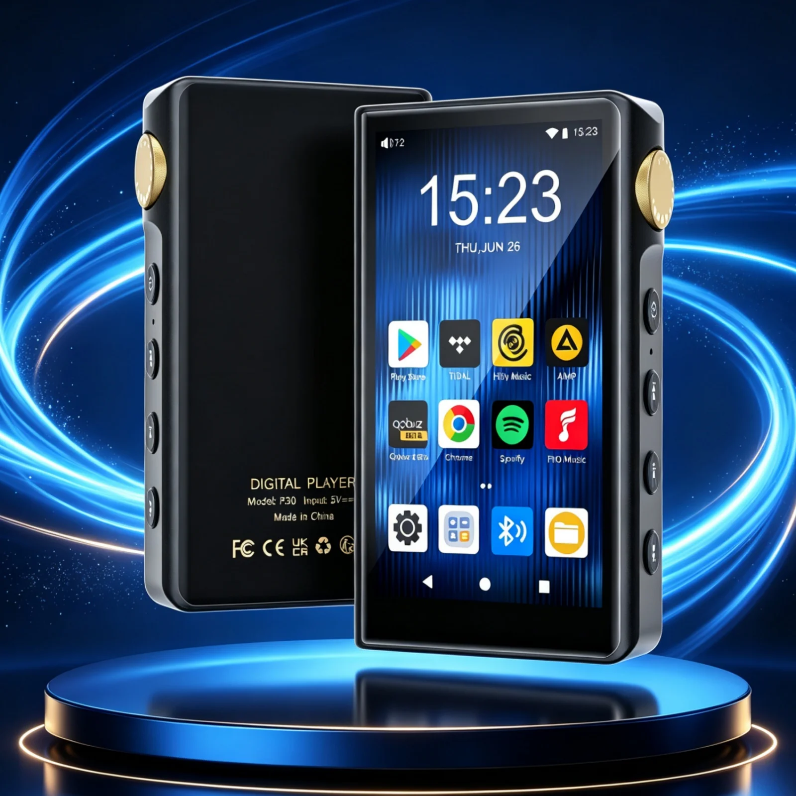 Lettore MP3 e MP4 con Android 12, 32 GB, audio HiFi senza perdita di qualità, WiFi, Bluetooth 5.0, schermo touchscreen, lettore musicale portatile con