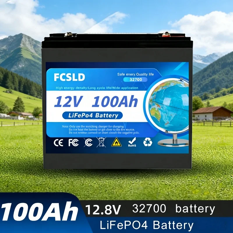 

LiFePO4 32700 12V 100Ah Lithium Battery Capacity Built-in 200A BMS 6000 Deep Cycles Perfect for Camping Solar Home Backup
