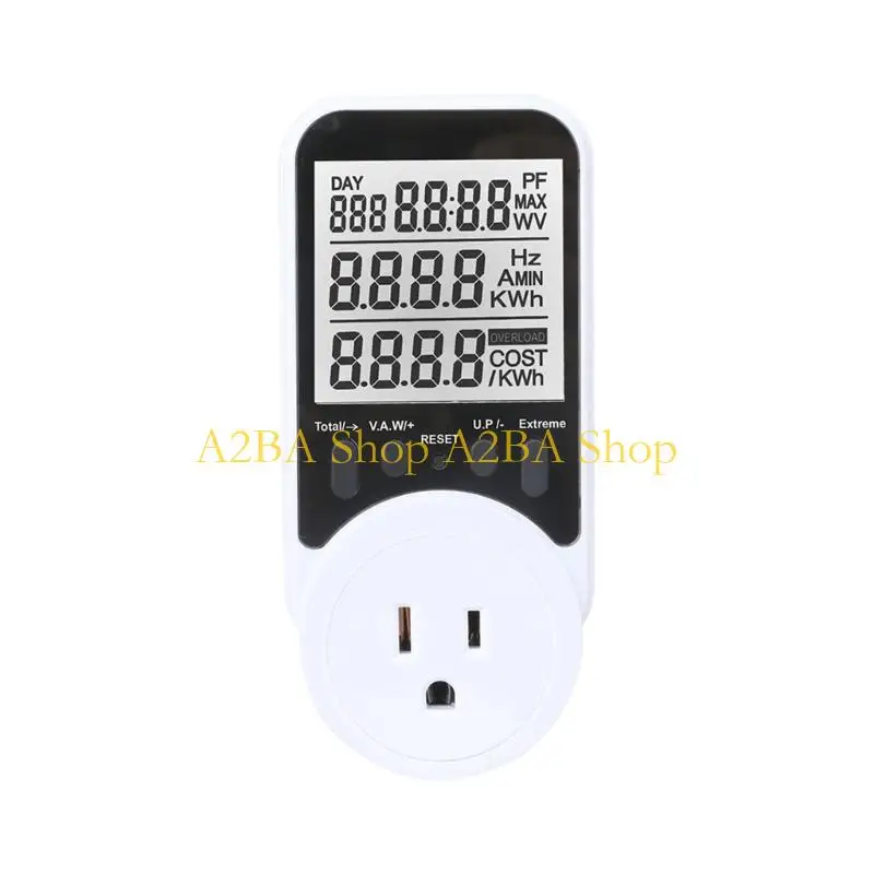A2BA Plugs In Energy Usage Meter Real Time Electricity Cost Trackers Overloads Alerts 230V