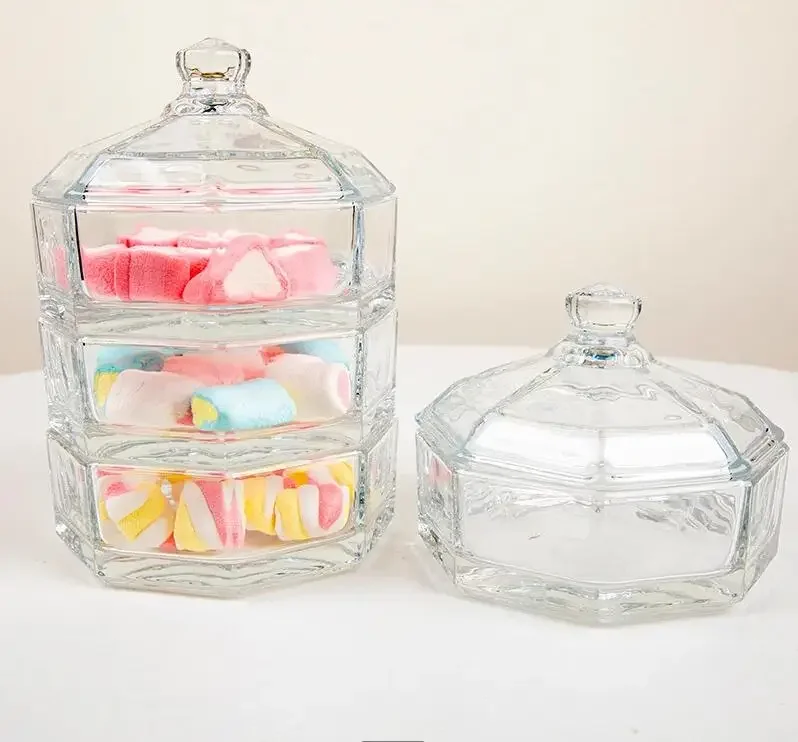 Transparent Glass Storage Jar Living Room Desktop Key Jewelry Storage Box Ornament Snack Candy Jar Home Decoration Storage Tool