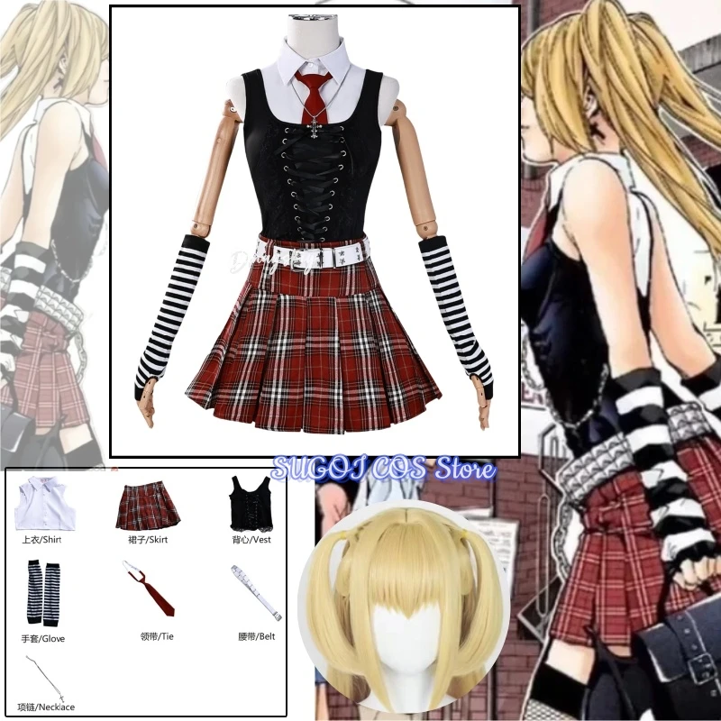 Миса Амане Косплей Примечание Смерть Джирай Кэй Костюм Дебютное Повседневное Сексуальное Платье Субкультура Ожерелье y2k Готи Лоли Униформа Экипировка Парик