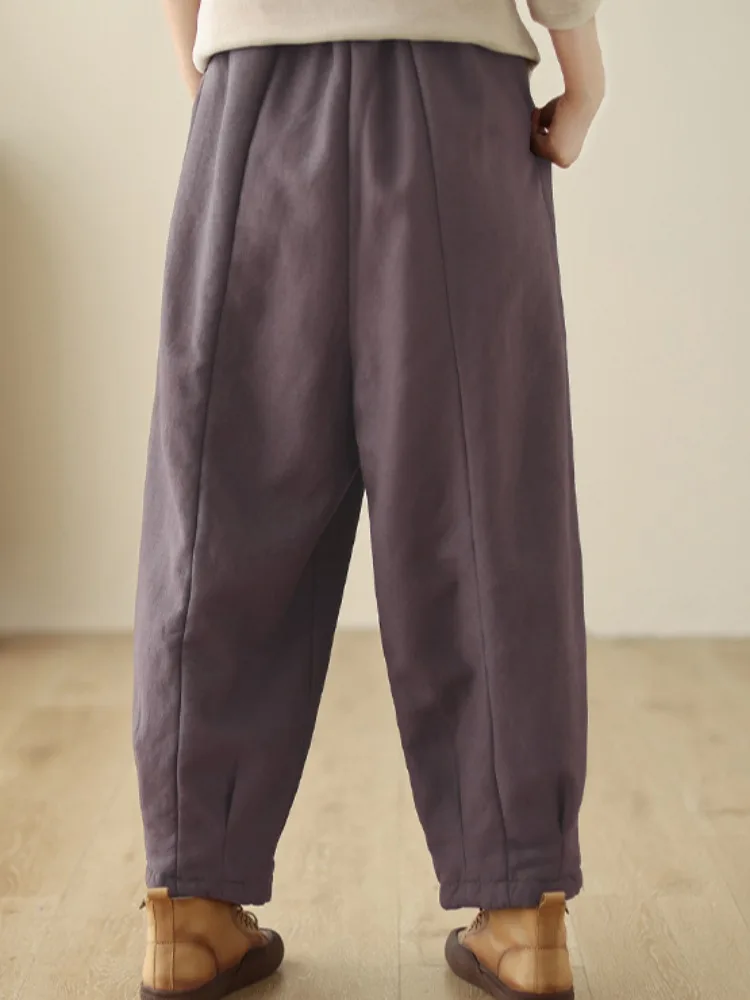 Spodnie Harlan z podszewką Thiened Fce, damskie, zimowe, ciepłe, z elastyczną talią, do noszenia w domu, plus size, długie spodnie, odzież wierzchnia.