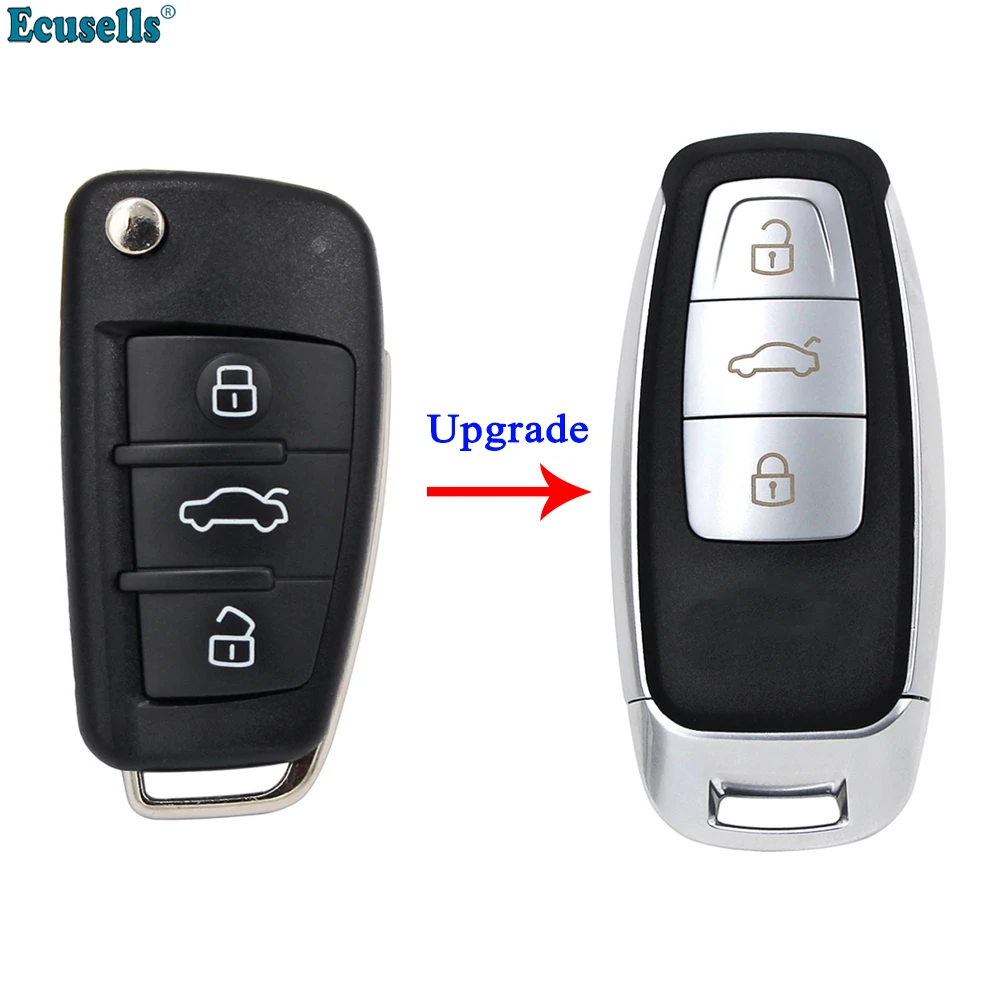 Ecusells Modified Smart Car Remote Key Shell Case Fob Upgrade for Audi A3 A4 A6 A5 A7 A8 TT Q2 Q3 Q5 Q7 S3 RS3