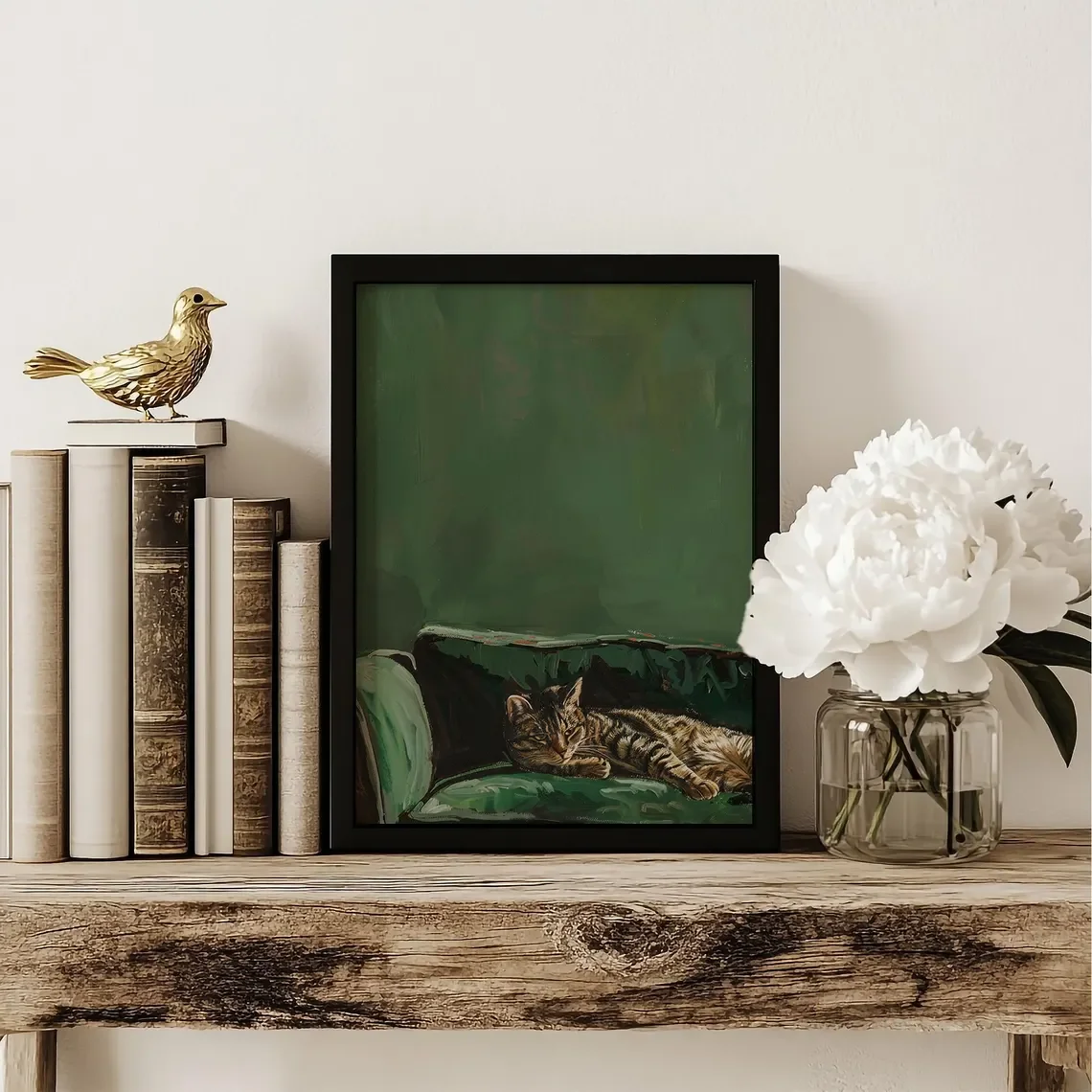 Sleepy Tabby Cat Art Print: Gr - Home Decor Sofa recension och pris