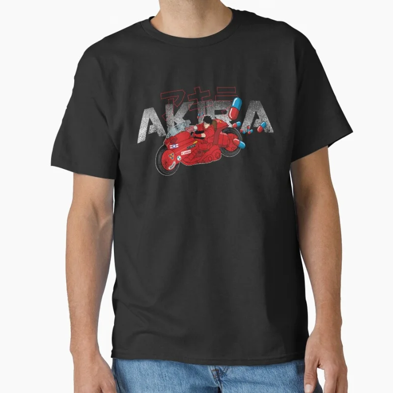 Akira Bike & pills 80s Neo Tokyo Explosion Cyberpunk Anime T shirt Large size Tops Manga Graphic Print Y2k Clothes Cartoon Tee
