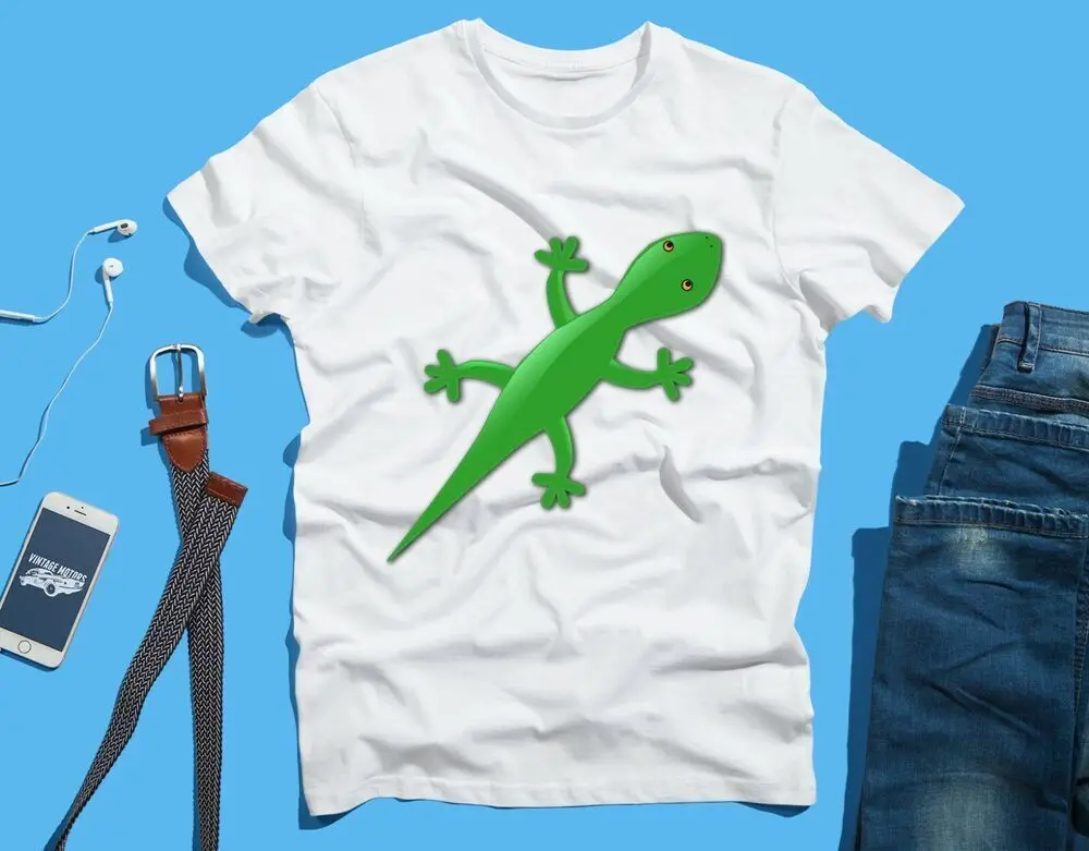 Men's And Women's Summer T-shirts With Casual Gecko Lizard Prints High Quality 100%Cotton Short Sleeve