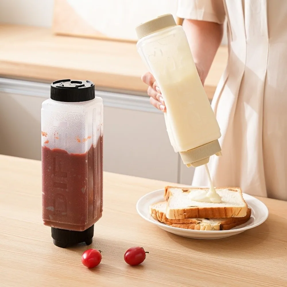 Double Head Squeeze Sauce Bottle 720ml In First Out First Tomato Catchup Dispenser Plastic Large Capacity Salad Dressing Bottle