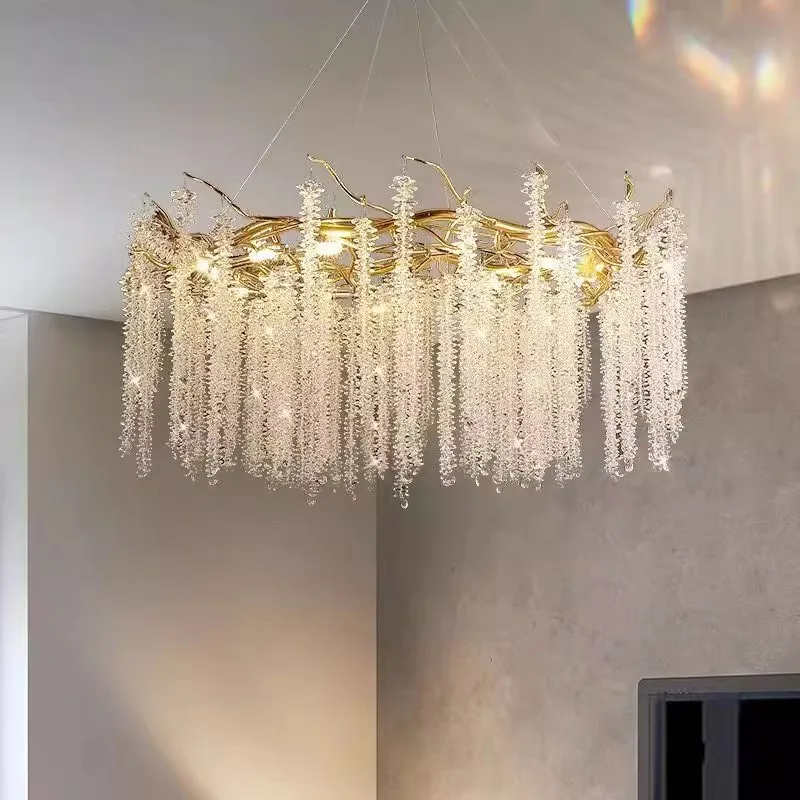 

Modern luxury 2024 gold Crystal Chandelier for kitchen,living room,dining room Lustre Ceiling Pendant G9,Height adjustable