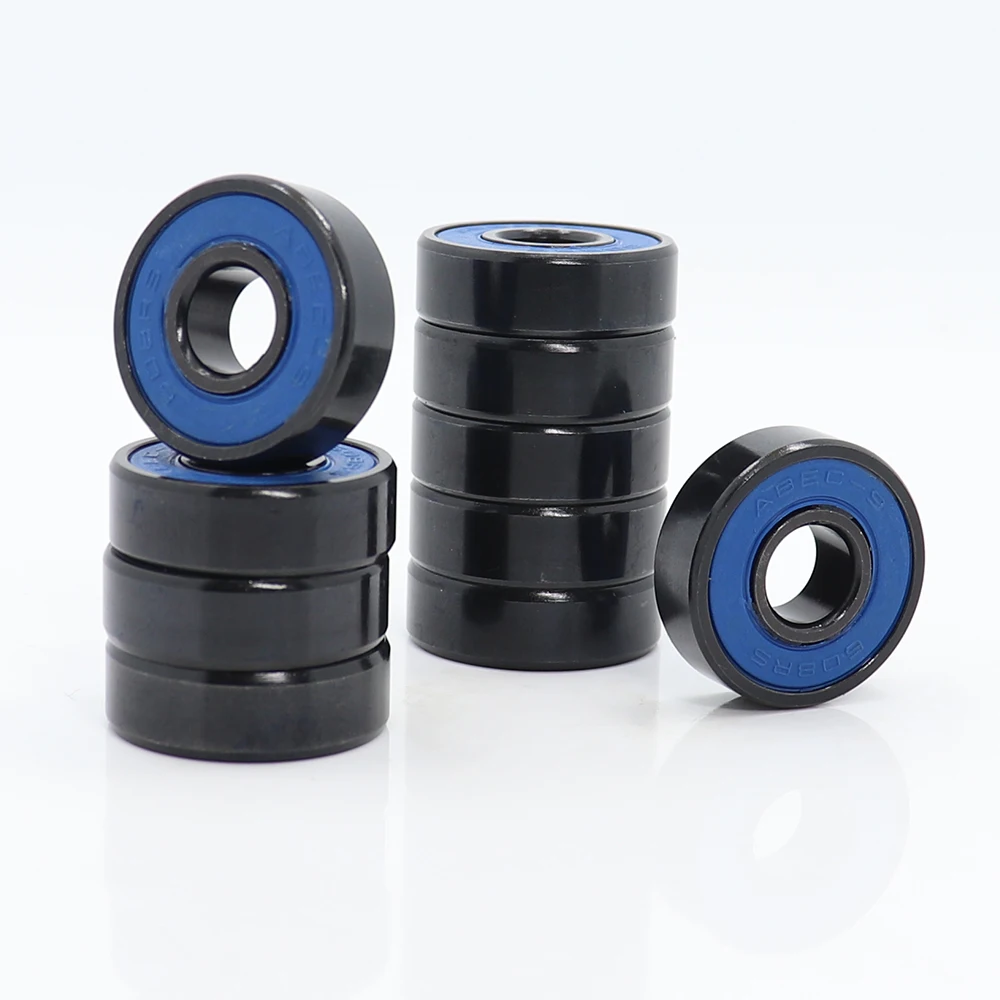 

608RS ABEC-9 Skateboard 608-Black Scooter Bearings 8x22x7 mm 10Pcs 608 V RS Surface Black PA66 Cage 608 Ball Bearing