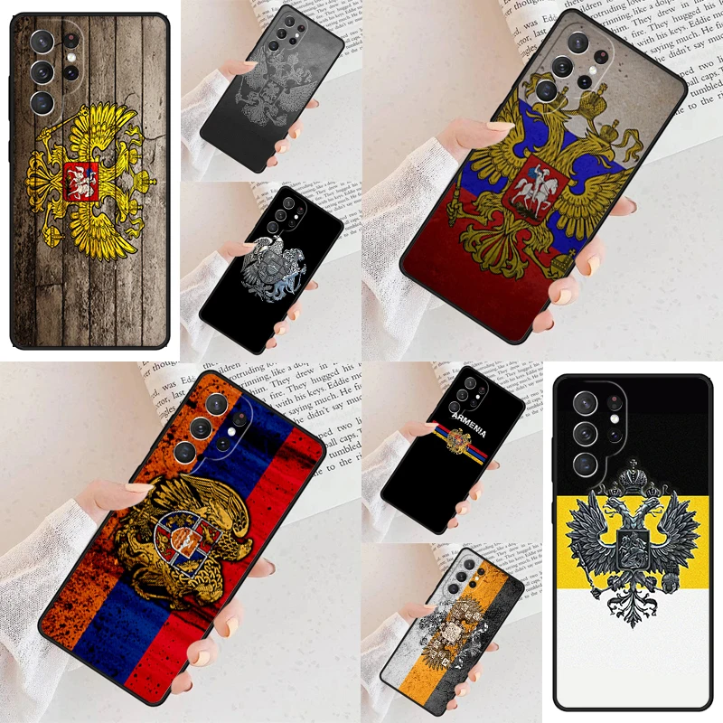 Armenian Coat of Arms Russia Phone Case For Samsung Galaxy S24 S23 S22 S21 Ultra S10 Note 10 Pro S20 Plus FE S9 S8 Cover