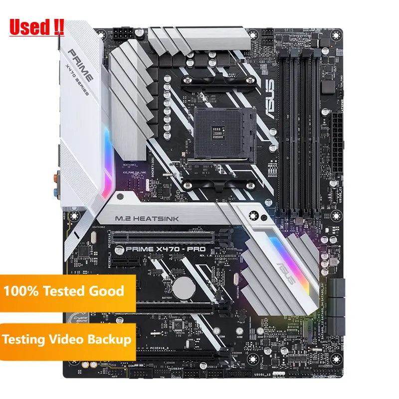 Placa-mãe PRO com chip AMD X470, soquete AM4, Ryzen, 7ª geração, série A, 4 x DDR4, PCI-E 3.0, 2 x M.2, ATX
