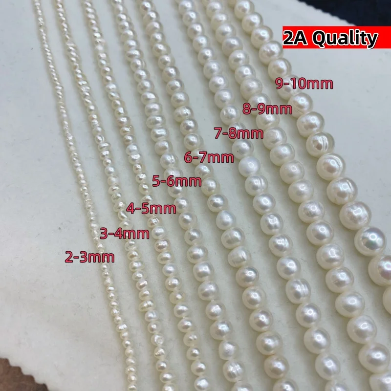 

2A Near Round Natural Freshwater Pearl White Nucleated Pearls Spacer Beads for Jewelry Making DIY Necklace Bracelet Accessories