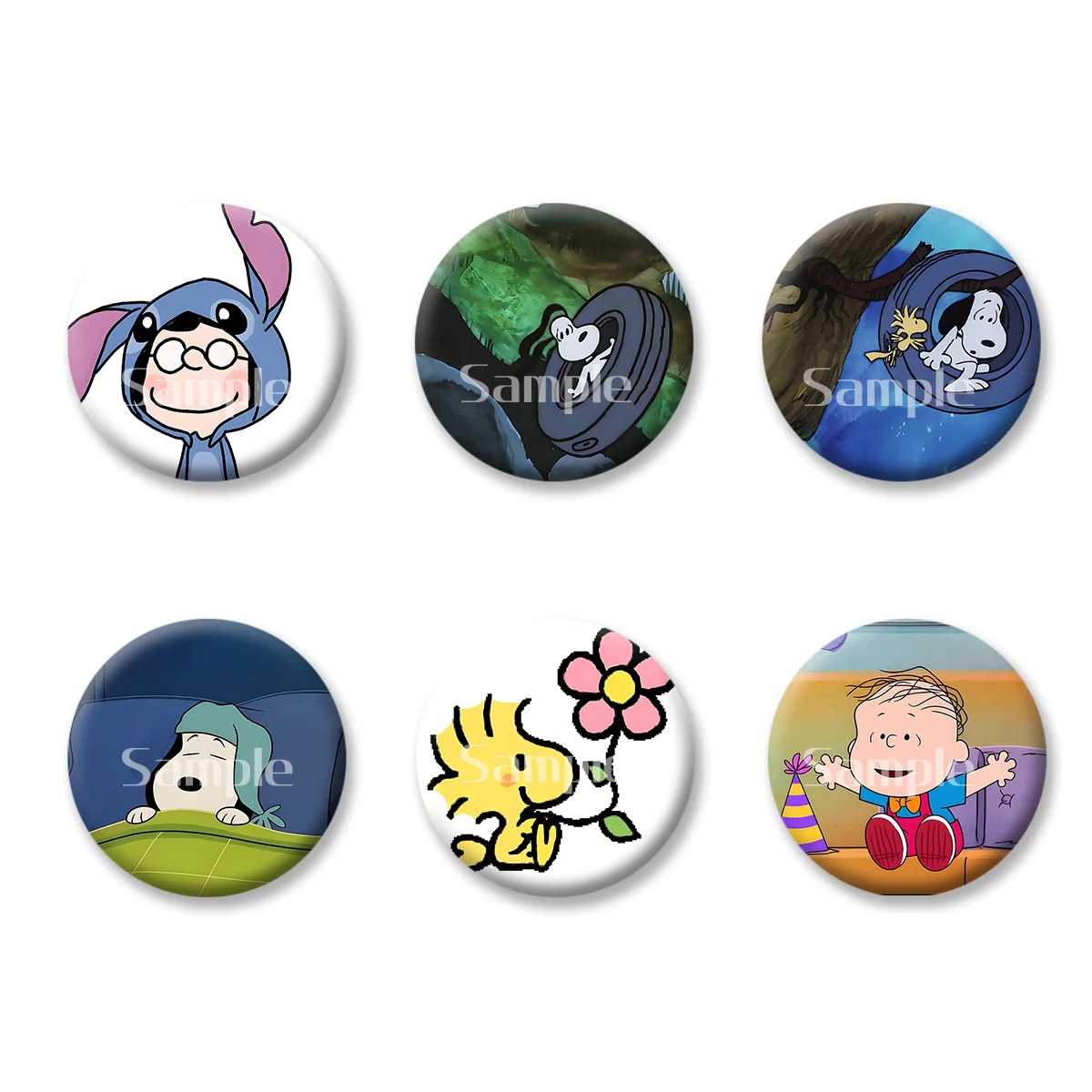 

Flash Badge Cards Snoopy Anime Cartoon Souvenir Girl Keychains Convenient Makeup Mirror Fridge Magnet ACG Accessories