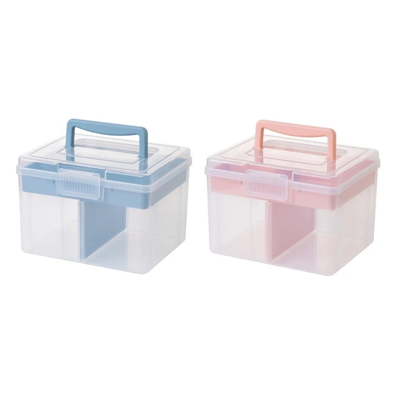 Stackable Craft Storage Box Plastic Adjustable Storage Containers with Carry Handle Transparent Containers  Dropship