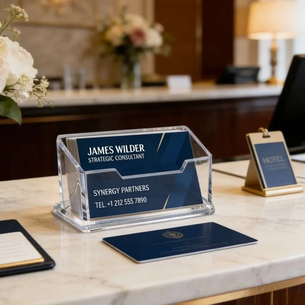 Durable Clear Acrylic Business Card Holder Thickened Single Layer Card Display Box Visiting Card Organizer Office Supplies