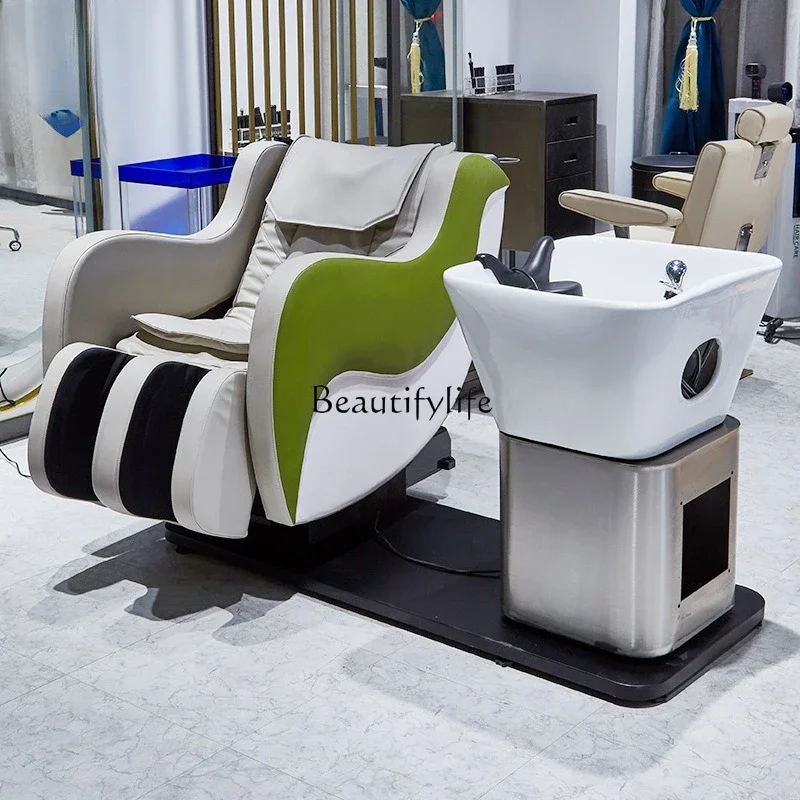 

88.-Automatic intelligent massage head treatment bed Fumigation electric shampoo flushing bed