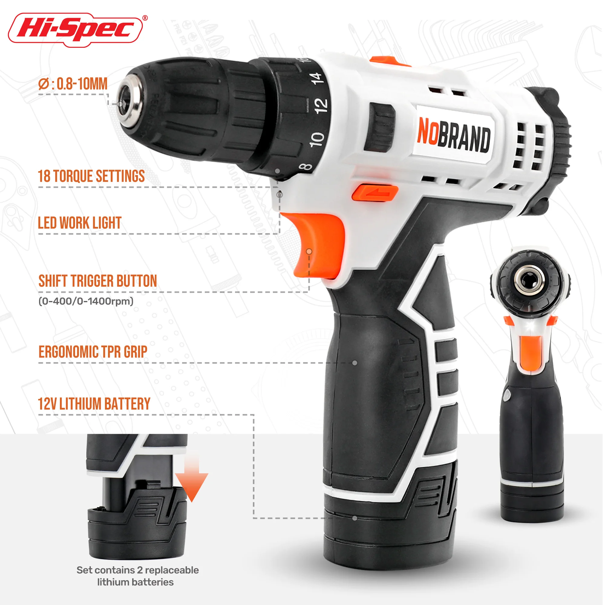 Hi-Spec109PCS Set Electric Cordless Drill 12v Screwdriver With Lithium Batteries Driller Parafusadeiras Professional Power Tools