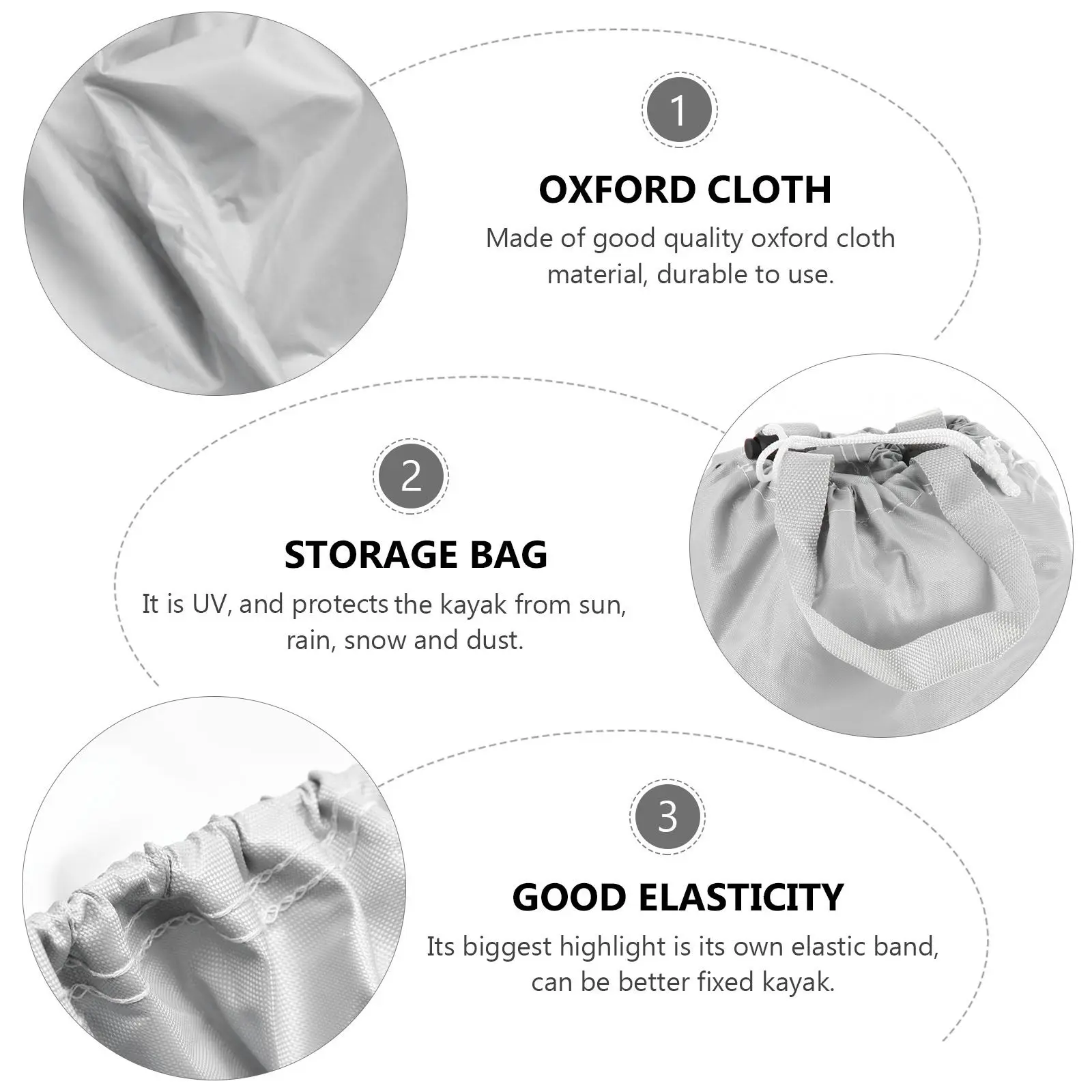 

1Set Heavy Duty Waterproof Kayak Cover Oxford Fabric Sun Rain Snow Proof Protective Canoe Cover Quick Install Boat Storage