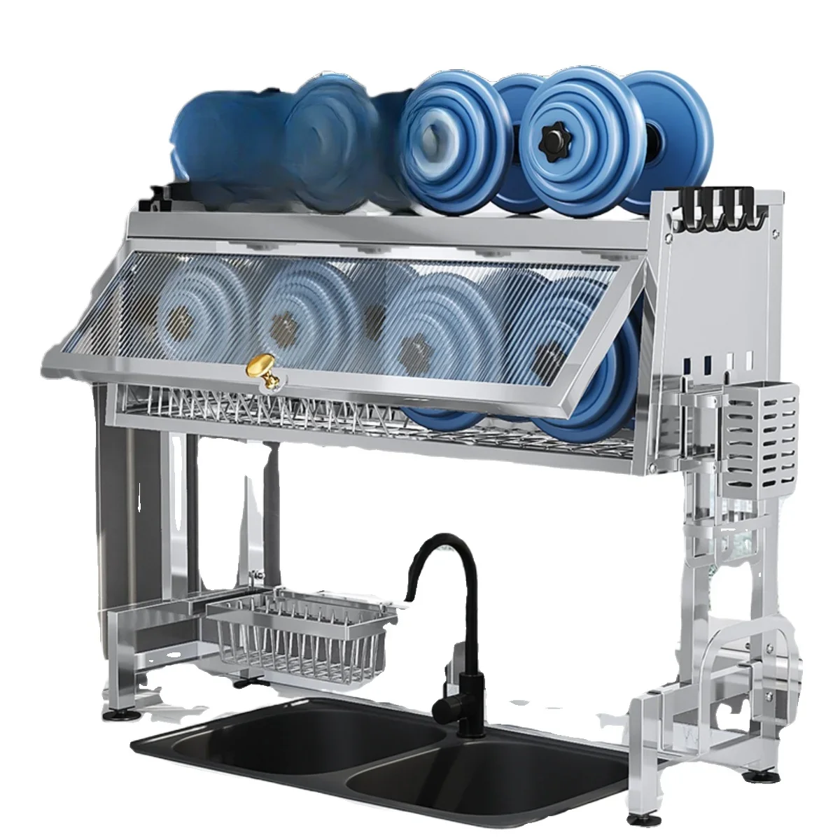 

304 stainless steel kitchen sink rack, multi-function cabinet door sink dish tray storage drain rack