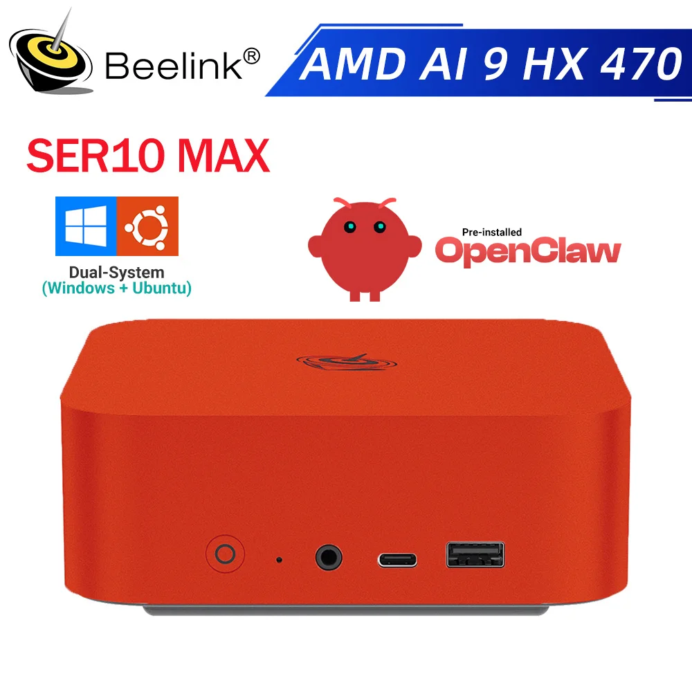 Beelink SER9 Pro SER10 Max Ubuntu Windows 11 OpenClaw Preinstalled AMD Ryzen 7 H255 HX370 HX470 32GB RAM 1TB SSD Wifi6 Gaming PC