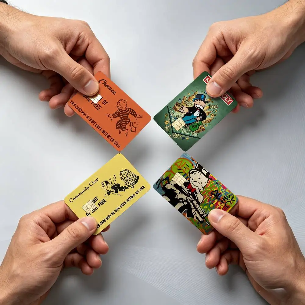 Alec M-Monopoly Game GetOutJail 4Pcs!Fade-Resistant, Wear-Resistant, Scratch-Resistant  Bank Card Sticker (Debit Card)