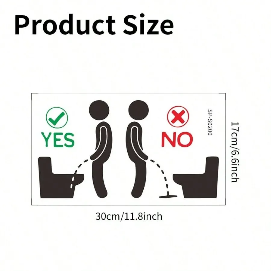 Fun bathroom decal for toilet area — self-adhesive, removable PVC sticker with playful yes-no urination indicator — no power req