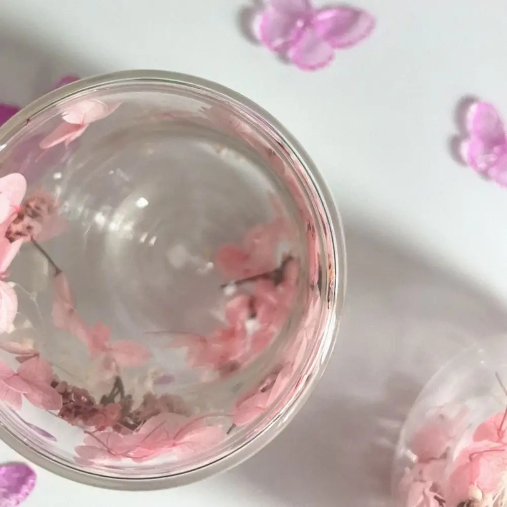 Milk Mug Creative Dried Flower Glass Cup Flower Pattern 250/390ML Dried Flower Cup Double Wall Insulated Double Wall Mug Bar Use