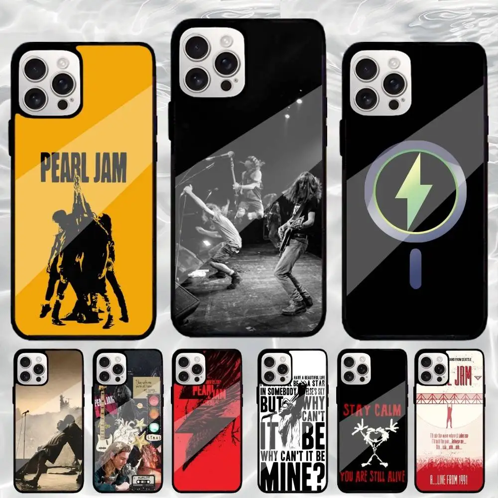 

P-Pearl J-Jam Phone Case For iPhone17,16,15,14,13,12,11 Plus,Pro Max Magnetic For Magsafe Wireless Charging