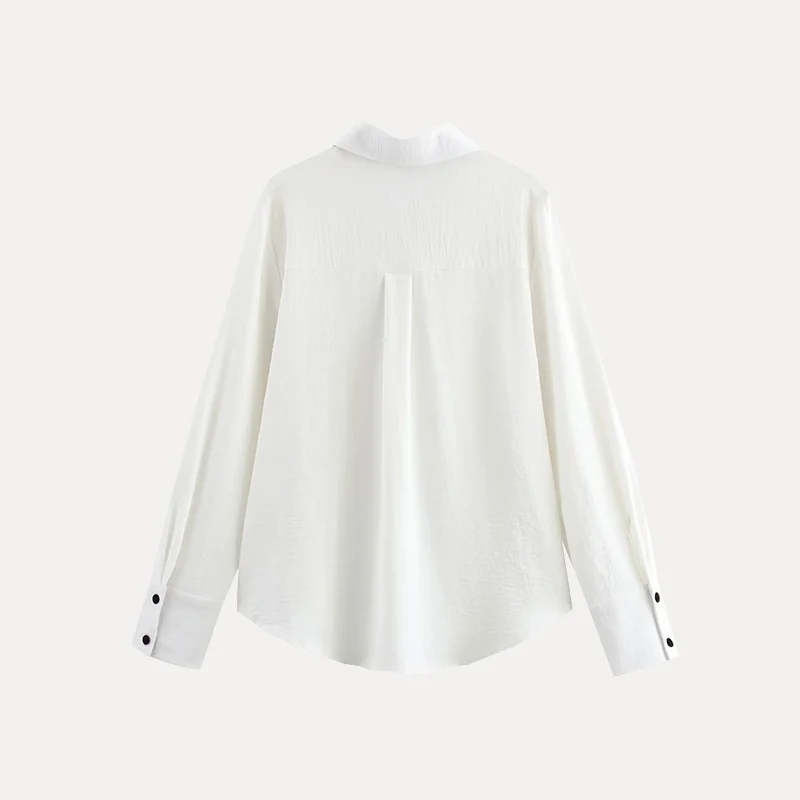 Z Polka Dot irt Long Sve da donna Colletto con bottoni Nodo Primavera 2025 Faion Versatile fibra di poliestere 00%