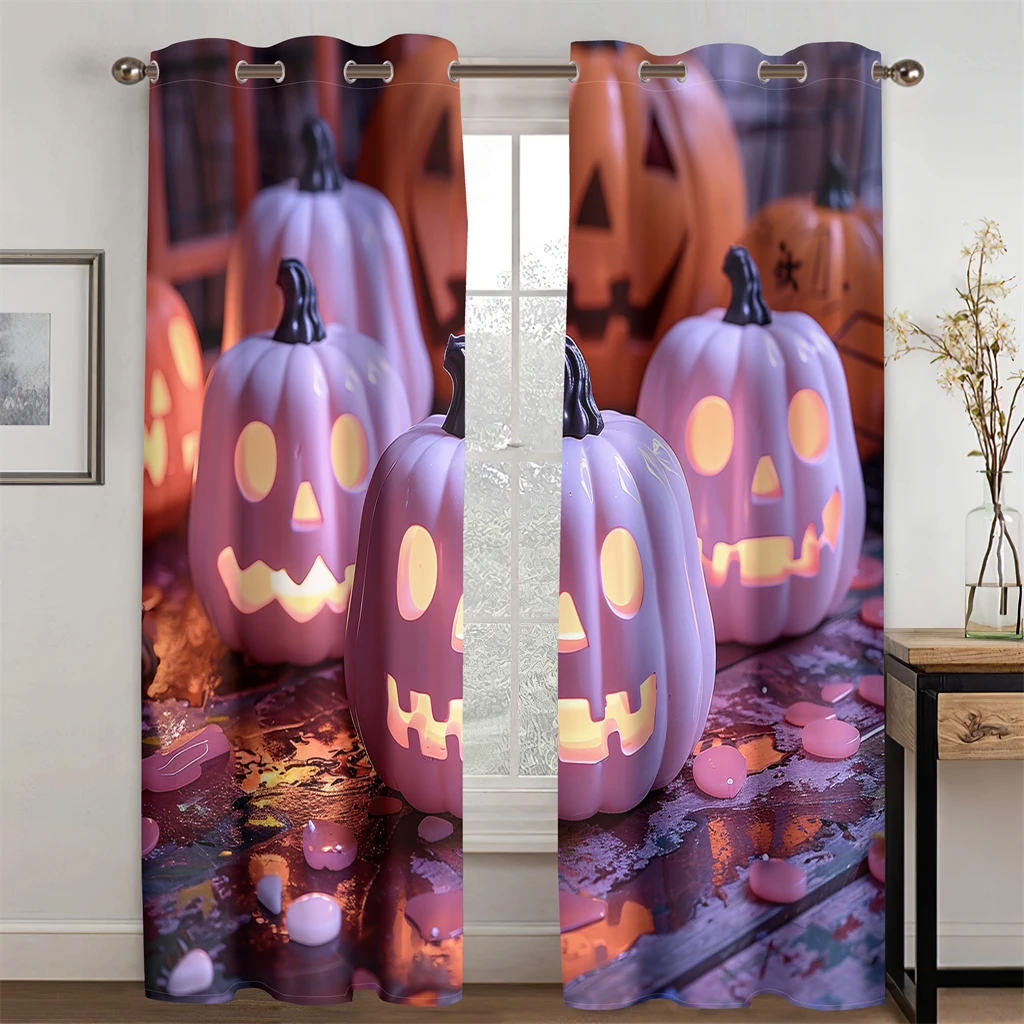 Cream Nan Gua Lamp Pink Lovely terror Curtains Suitable for Children's Room Living Room Bedroom Kitchen Balcony Decoration 2 pcs