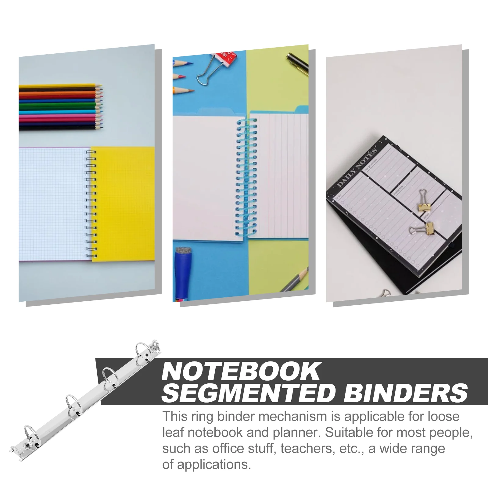 3 Pcs A4 Binder Binding Spine Combs Notebook Inserts Photo Album Ring Section Fixing Binders Metal